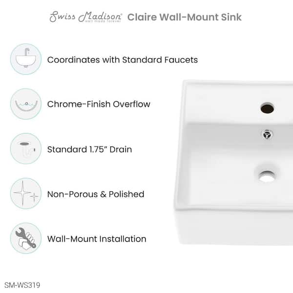 Claire Compact Ceramic Wall Hung Sink in White
