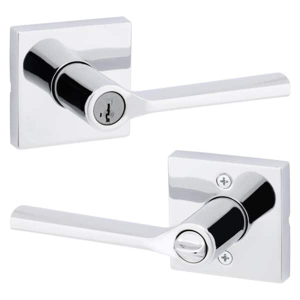 Lisbon Iron Black Square Exterior Entry Door Lever featuring SmartKey Security Lisbon Iron Black Square Exterior Entry Door Lever featuring SmartKey Security
