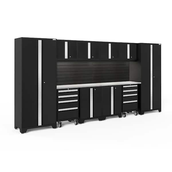 Bold Series 156 in. W x 76.75 in. H x 18 in. D 24-Gauge Steel Garage Cabinet Set in Black (12-Piece)