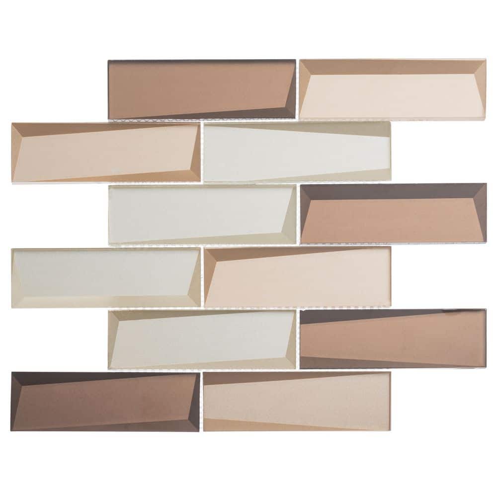 Daazen Guchi Brown/Tan/White Smooth 5 in. x 6.5 in. 3-D Look Glass Mosaic W