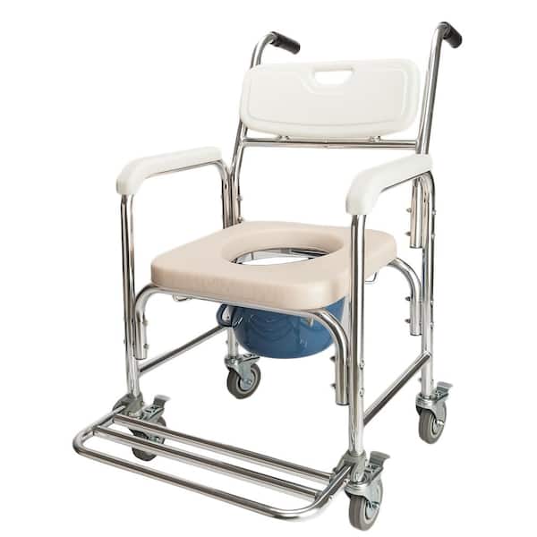 Winado 4 in 1 Multifunctional Aluminum Elder People Disabled People Pregnant Women Commode Chair Bath Chair Toilet Seat White