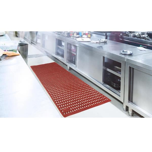 Rhino Anti-Fatigue Mats K-Series Comfort Tract Red 3 ft. x 5 ft. x 1/2 in.  Grease-Proof Rubber Kitchen Mat KCT3660R - The Home Depot