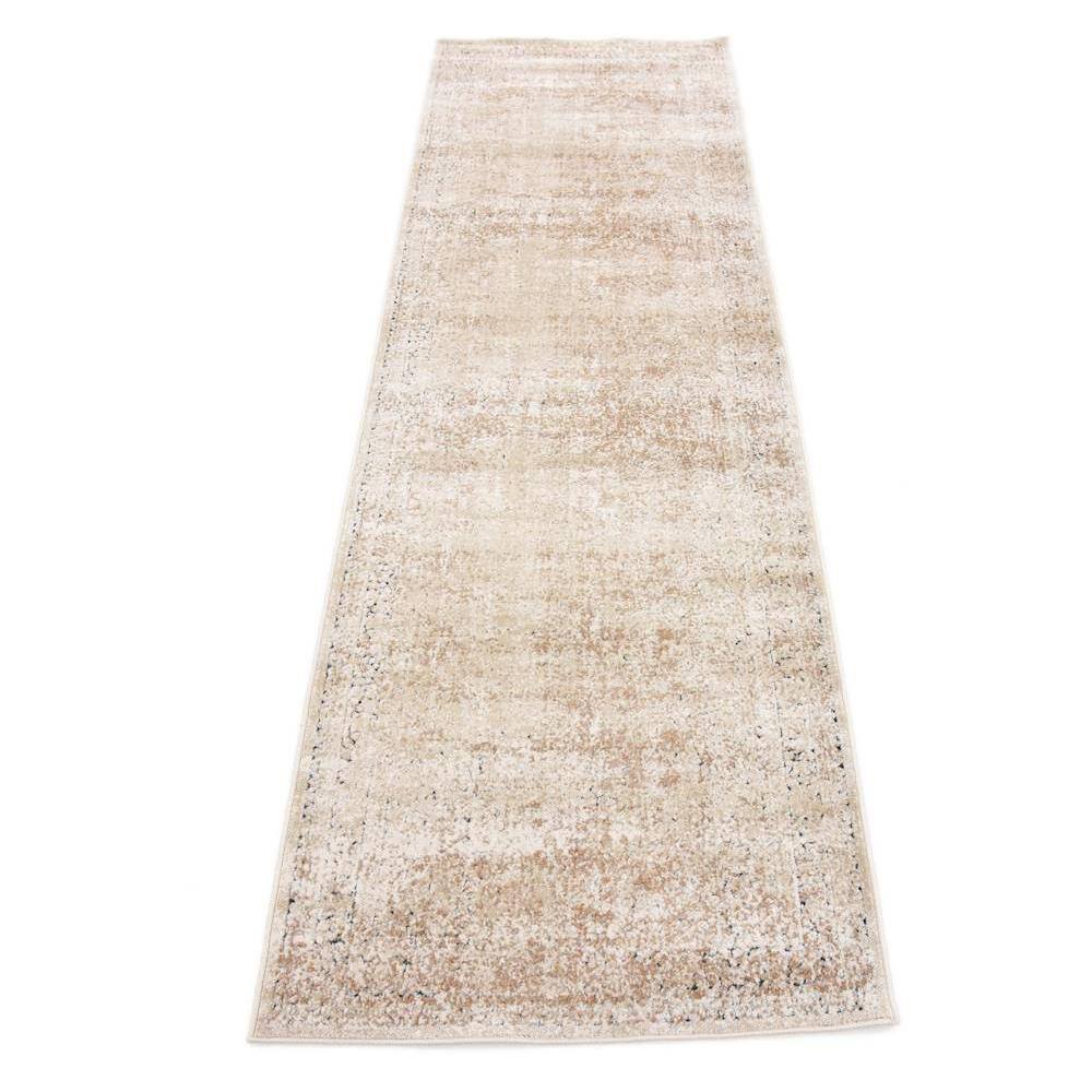 Beige and Light Brown Stain-Resistant Runner Rug
