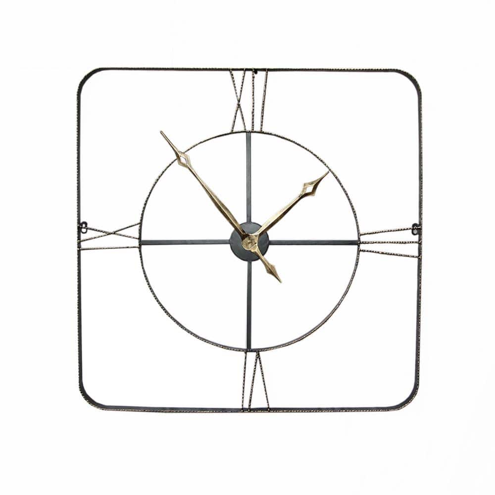 PETERSON ARTWARES Square Wrought Iran Antique Wall Clock CL7302 The