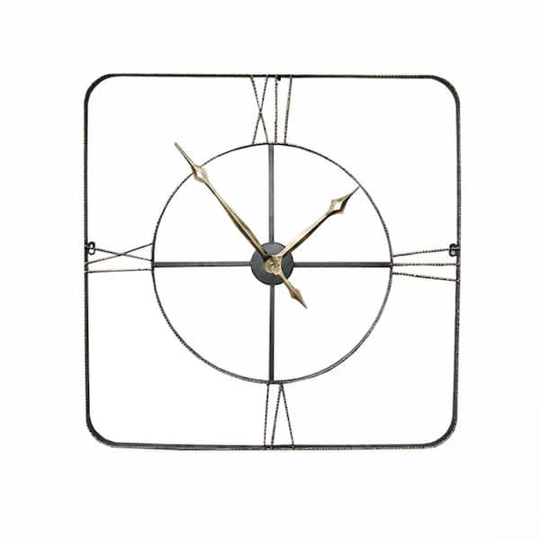 PETERSON ARTWARES Square Wrought Iran Antique Wall Clock