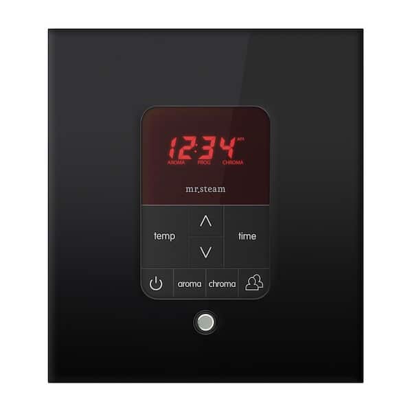 Mr. Steam iTempo Plus Square Steam Shower Control in Black with Polished Chrome Bezel