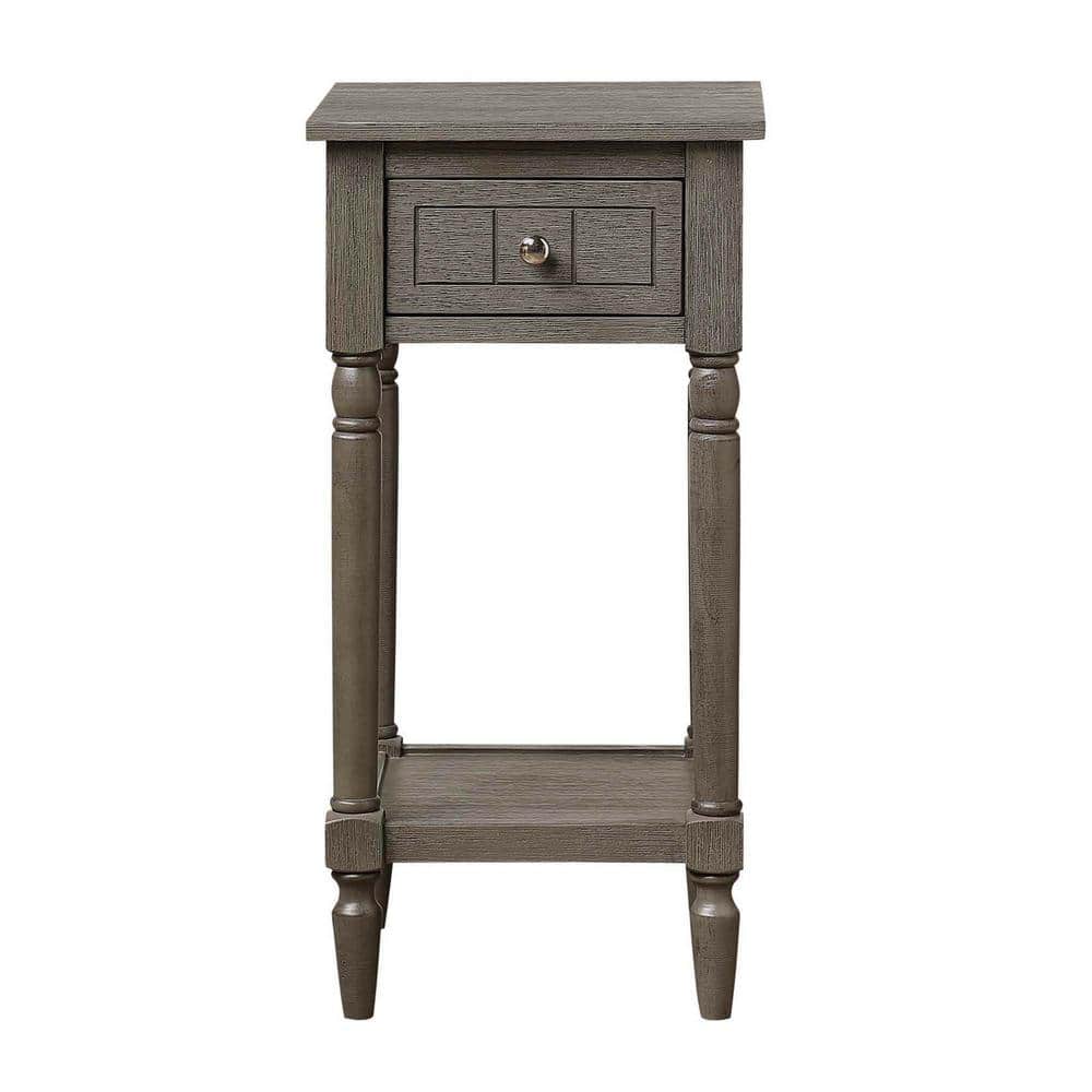 Dark Gray Wirebrush French Country Accent Table with Storage
