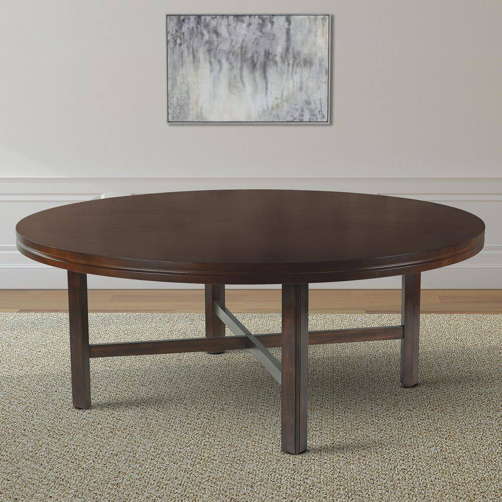 Transitional 72" Dark Oak Round Dining Table