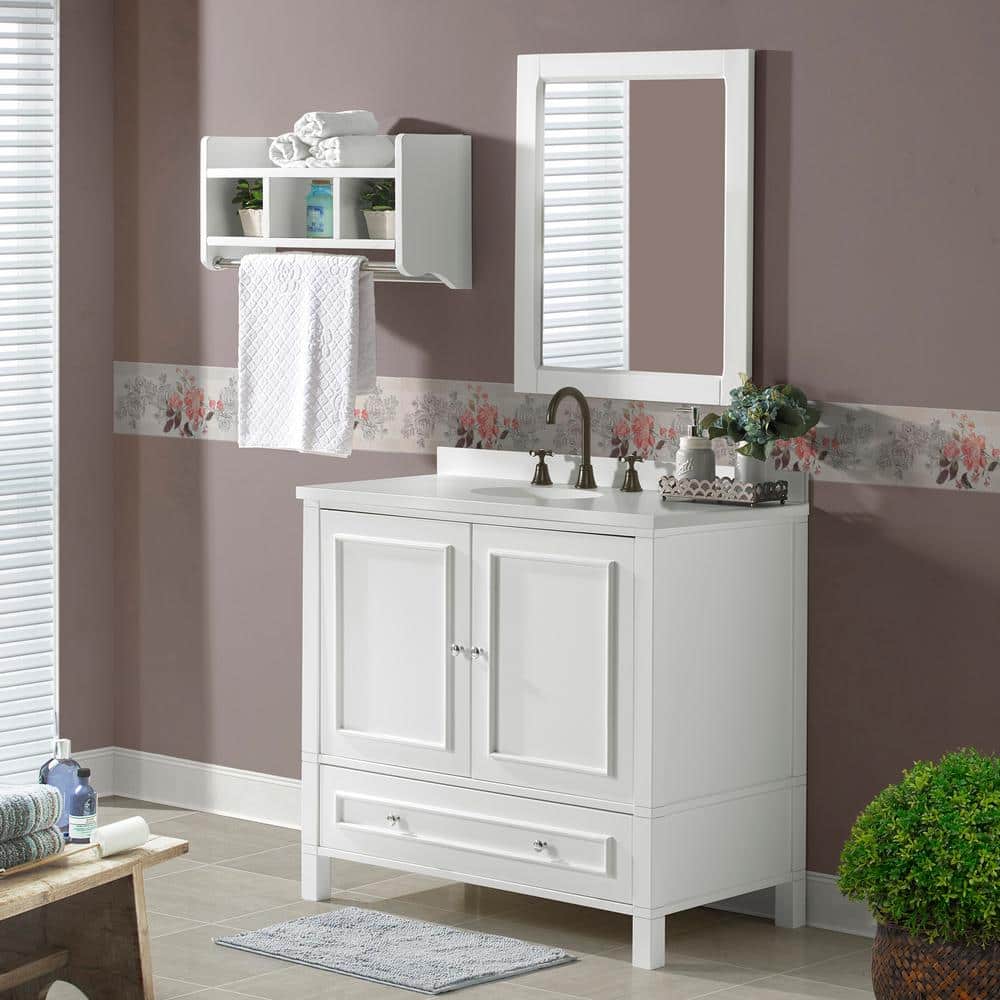 Williamsburg 36" White Pine Vanity Cabinet with Nickel Hardware