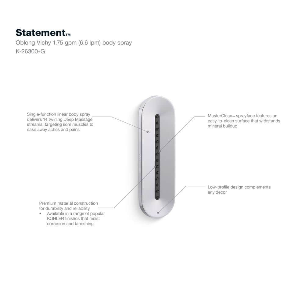Polished Chrome Oval Single-Function Shower Body Spray
