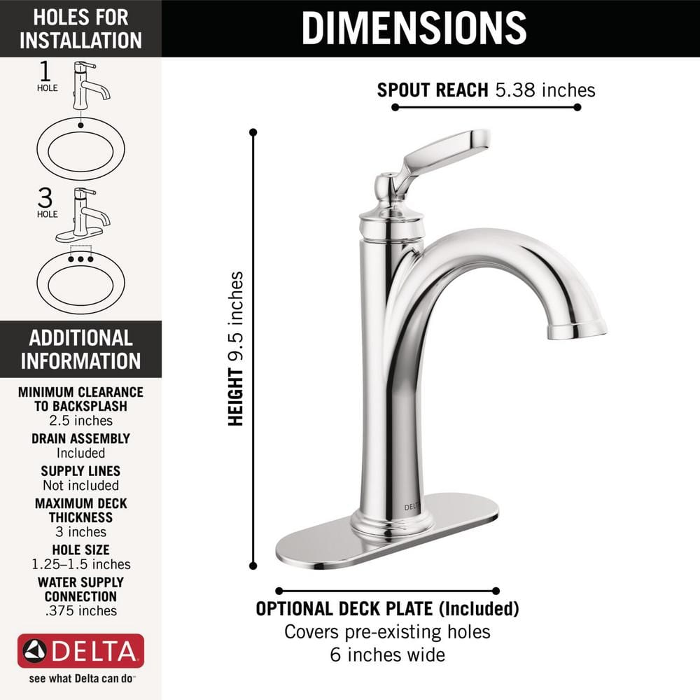 Chrome Single Handle Modern Bathroom Faucet with Drain Assembly