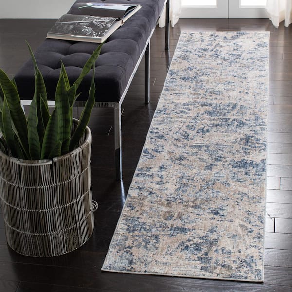 Moondust Gray/Blue 2 ft. x 8 ft. Geometric Runner Rug