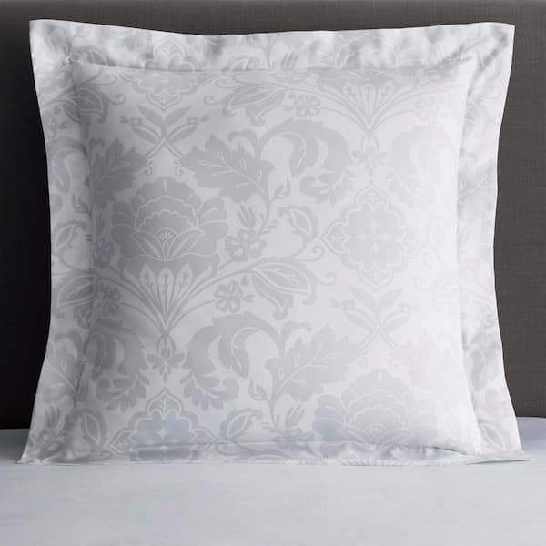 The Company Store Legends Silver Damask Multicolored Floral 600-Thread Count Egyptian Cotton Euro Sham