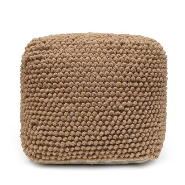 Noble House Grewell Natural Handcrafted Tufted Cube Pouf