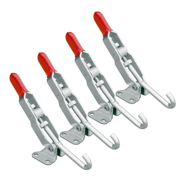POWERTEC 375 lbs. Holding Capacity, J Hook Toggle Clamp 451 w Hook Type Draw Latch Pull Action (4-Pack)