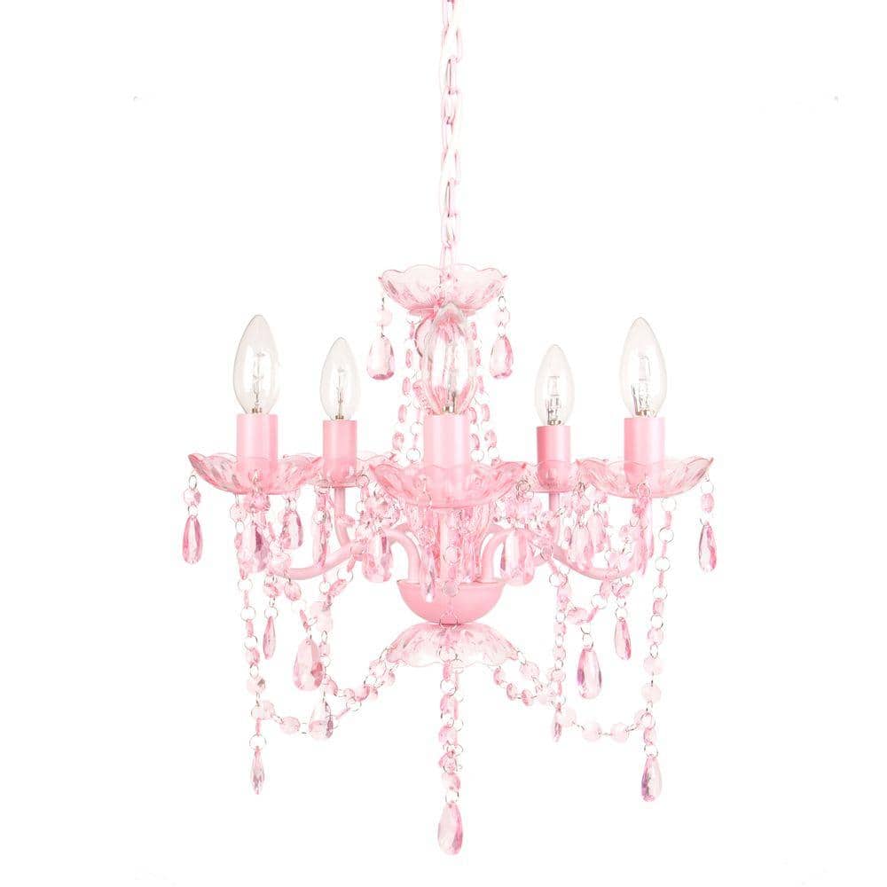 Tadpoles 5Light Pink Sapphire Chandelier cch5pl004 The Home Depot