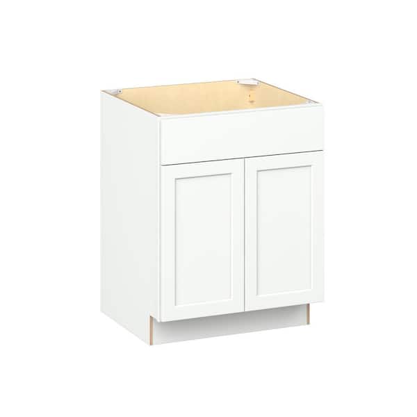 Emerson Pure White Base Sink Base with 2 Door Ready to Assemble Kitchen Cabinet (27 in. W x 34.5 in. H x 24 in. D)