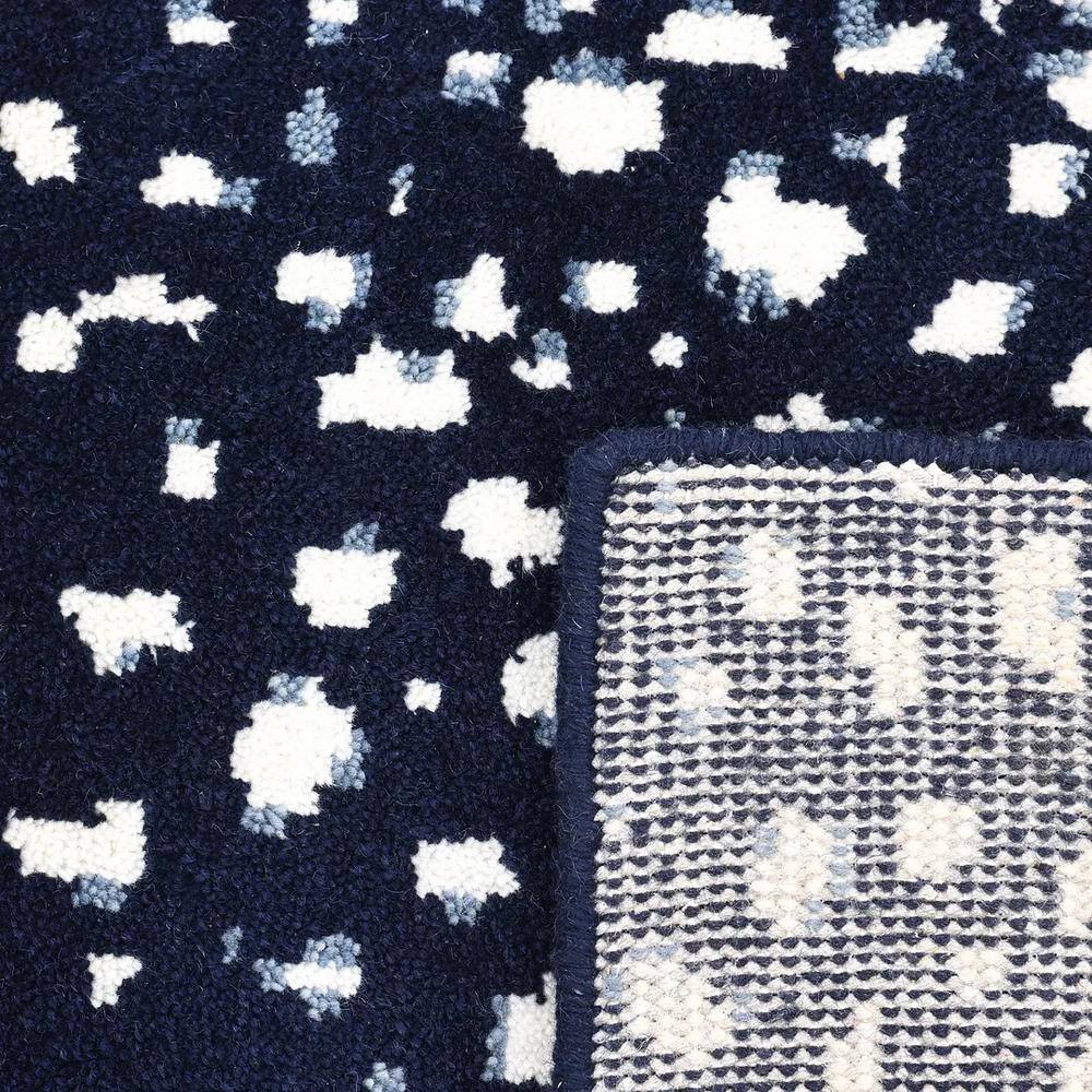 Plush Navy Wool 9' x 12' Hand-Knotted Rectangular Area Rug