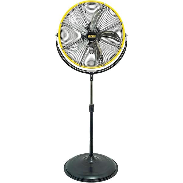 HICFM 20 in. Yellow Tilting Pedestal Fan, 4300 CFM 3-Speed High Velocity Fan with 1/5 HP Motor for Garage, Warehouse
