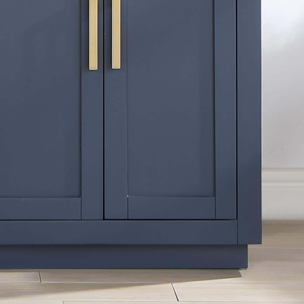 Gavino 60" Royal Blue Wood Vanity with Composite Stone Top and Mirror