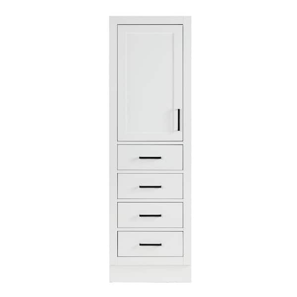Hepburn 20 in. W x 16 in. D x 65 in. H White Freestanding Bathroom Linen Cabinet with Doors and Adjustable Shelves