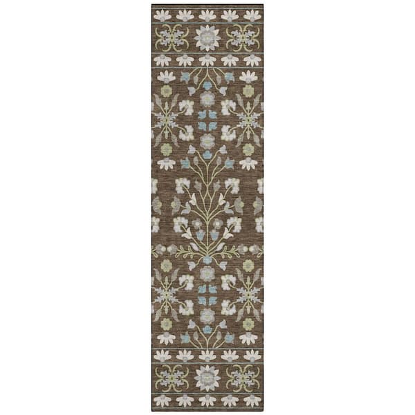 Chantille Machine Washable Indoor/Outdoor Abstract ACN3048 Chocolate 2 ft. x 7 ft. Runner Rug