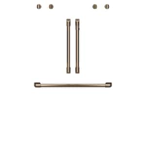 Double Convection Wall Oven Handle and Knob Kit in Brushed Bronze