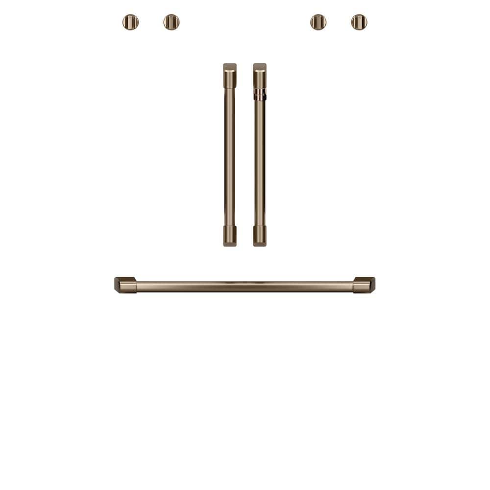 French Door Double Convection Wall Oven Handle and Knob Kit in Brushed Bronze - Thumbnail 3