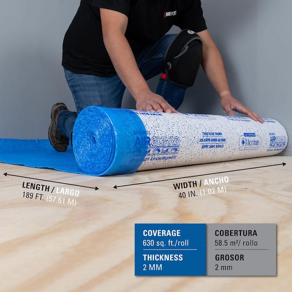 ROBERTS AirGuard 630 sq. ft. 40 in. x 189 ft. x 2 mm 5-in-1 Underlayment with Microban for Laminate and Engineered Wood Floors