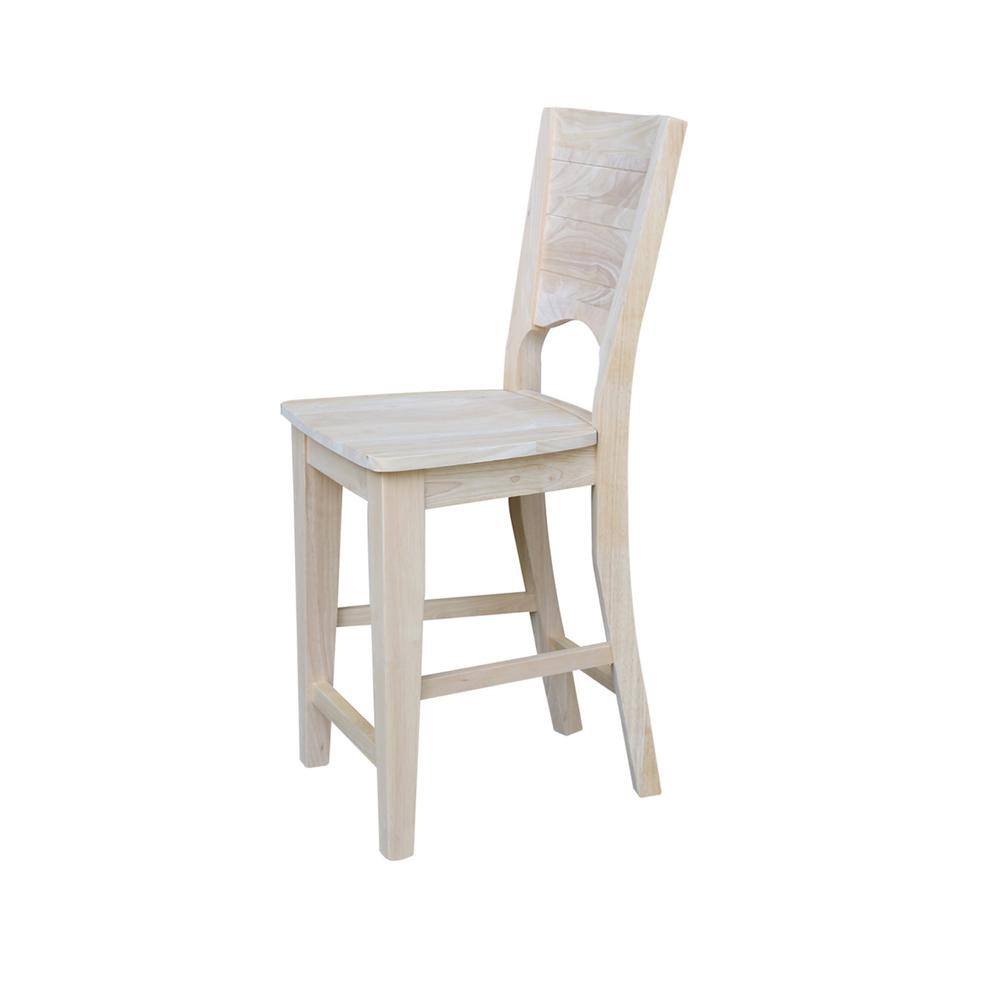 Rustic Farmhouse 24" Solid Wood Counter-Height Stool, Natural Finish