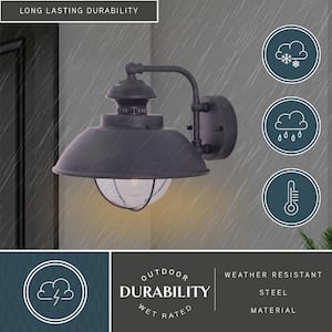 Harwich 1 Light Gray Coastal Barn Dome Outdoor Wall Lantern Clear Glass