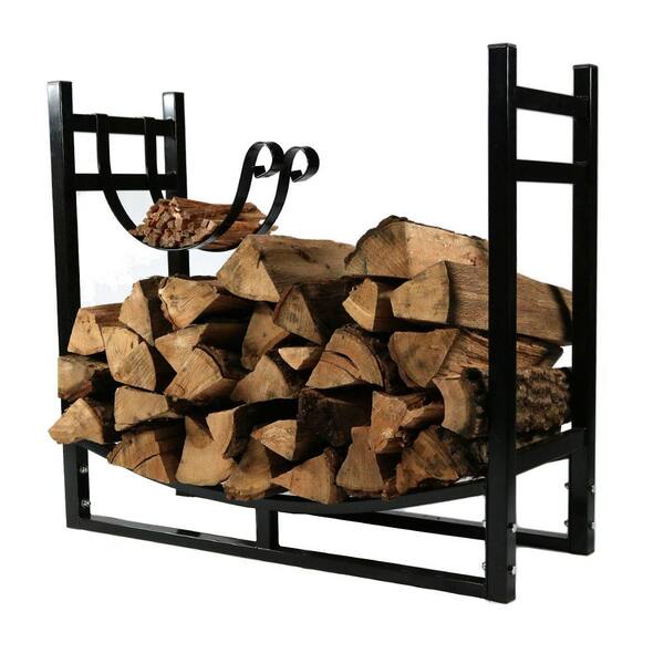 Sunnydaze Decor 30 in. Indoor/Outdoor Firewood Log Rack with 