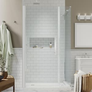 Pasadena 34-1/2 in. W x 72 in. H Rectangular Pivot Frameless Corner Shower Enclosure in Chrome