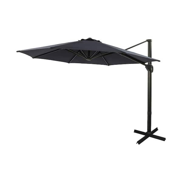 Clihome 11 ft. Cantilever Offset Outdoor Patio Umbrella with Waterproof and UV resistant in Blue