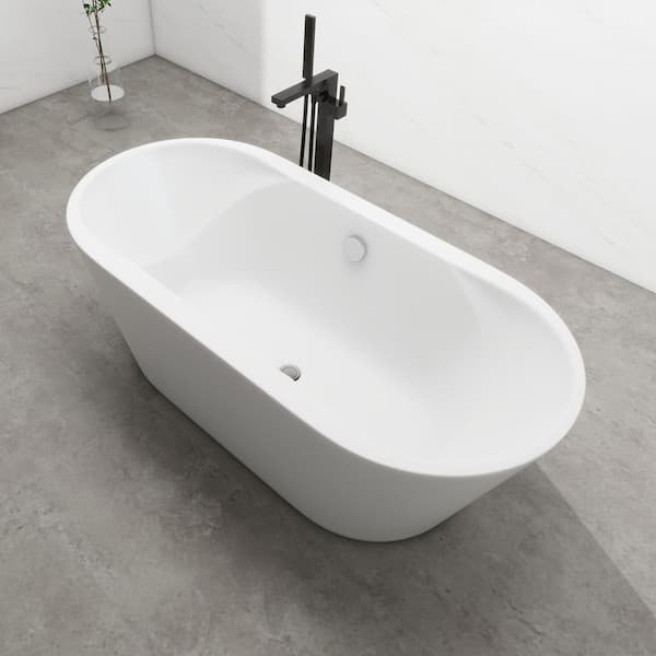 Vanity Art Beziers 67 in. Acrylic Flatbottom Freestanding Bathtub in White