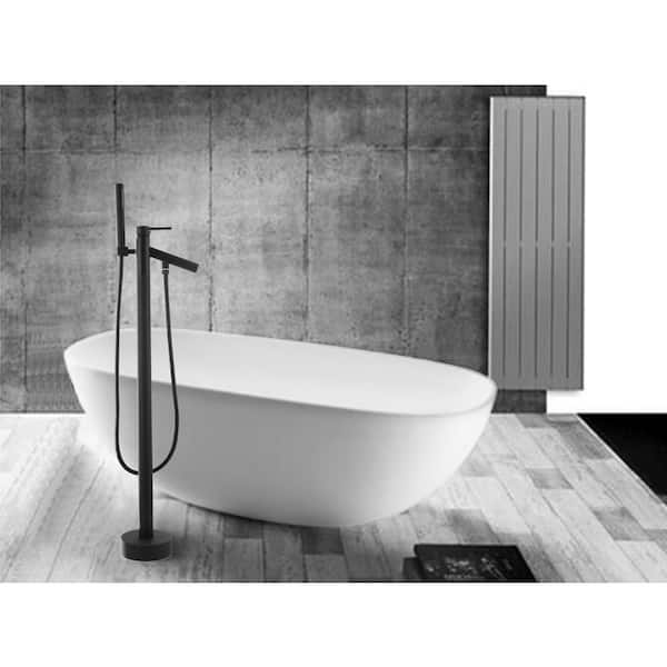 Single-Handle Freestanding Bath Tub Faucet with Hand Shower in Matte Black
