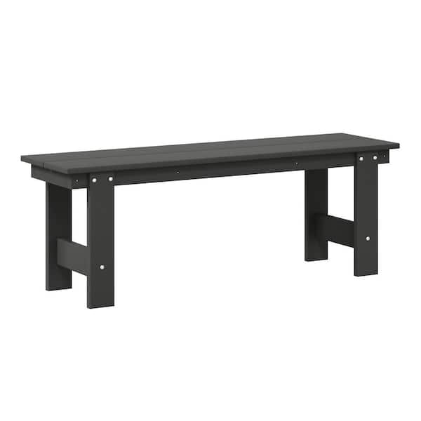 Shoreside Outdoor Patio 48" Plastic All Weather Porch Picnic Bench in Gray
