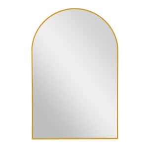 24 in. W x 36 in. H Arch Mirror for Bathroom Entryway Wall Decor Metal Frame Wall Mounted Mirror in Gold, Set of 2