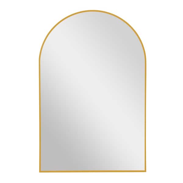 Lirago 24 in. W x 36 in. H Arch Mirror for Bathroom Entryway Wall Decor Metal Frame Wall Mounted Mirror in Gold, Set of 2
