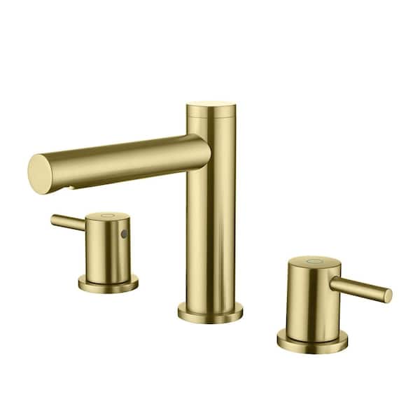 Dyiom Brushed Gold Bathroom Faucet 3-Hole, 2-Handle Bathroom