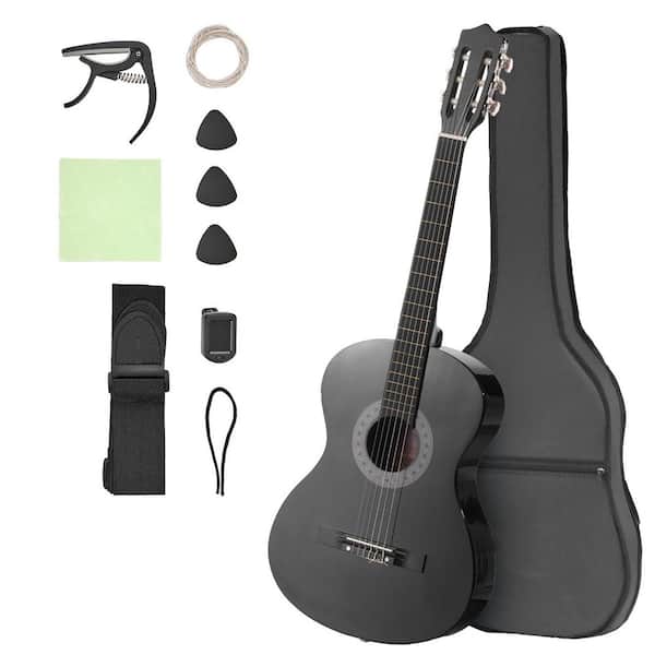 Classical Guitar, 38 in. Wood Classical Guitar Starter Kit for Beginners, with Nylon Strings, Gig Bag, Strap, Black