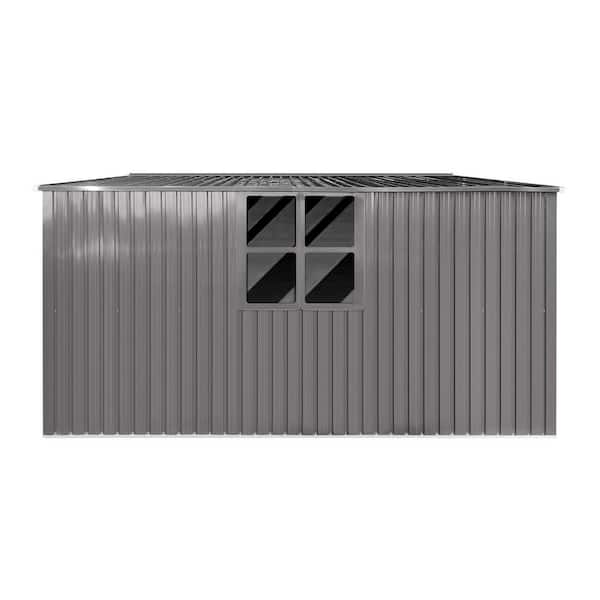14 ft. W x 12 ft. D Metal Shed with Double Door, Window and Vents in Grey (168 sq. ft.)