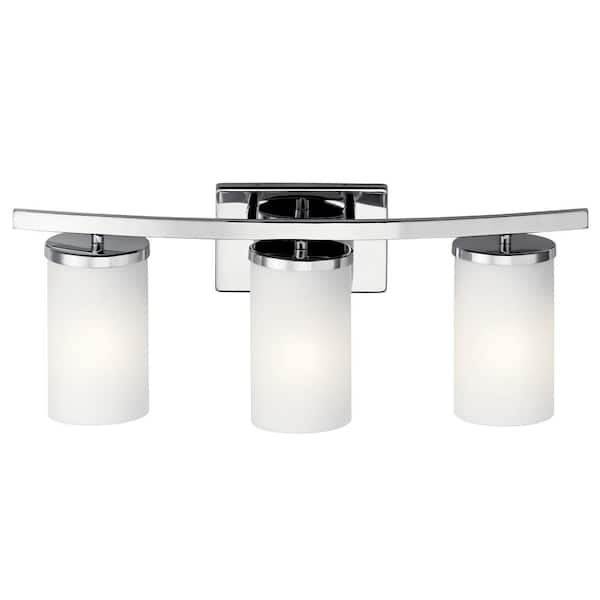 Crosby 23 in. 3-Light Chrome Contemporary Bathroom Vanity Light with Satin Etched Opal Glass