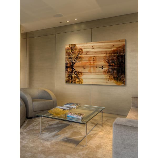 PARVEZ MICHEL INC 30 in. H x 45 in. W "Glass Lake" by Parvez Taj Printed Natural Pine Wood Wall Art