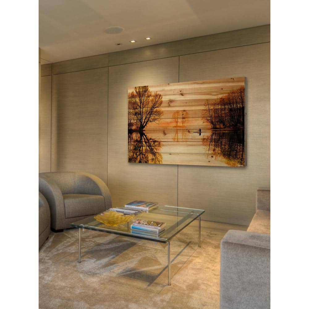 12 in. H x 18 in. W Glass Lake by Parvez Taj Printed Natural Pine Wood