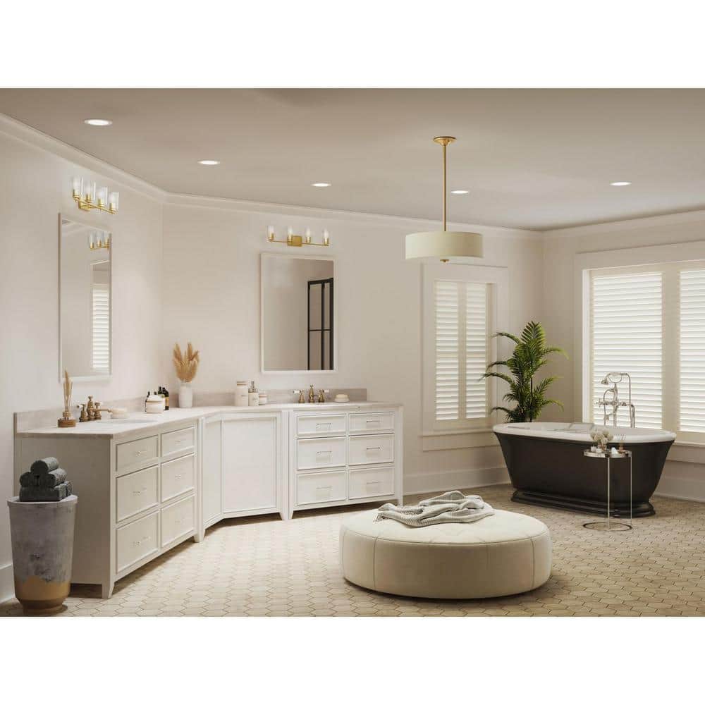 Elegant 18" Satin Brass Semi-Flush Mount with Summer Linen Shade