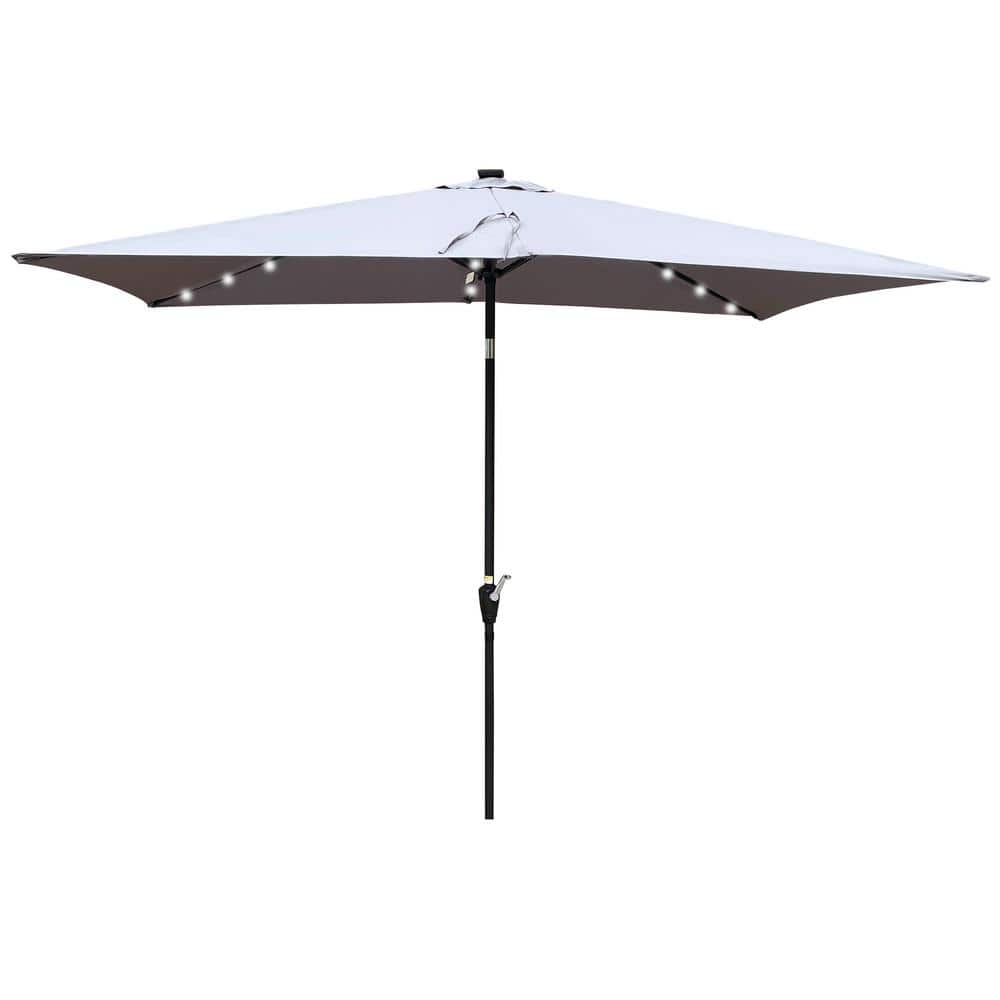 SERGA 10 ft. x 6.5 ft. LED Lighted Market Patio Umbrella with Push Button T