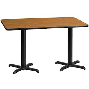 30 in. x 60 in. Rectangular Natural Laminate Table Top with 22 in. x 22 in. Table Height Bases