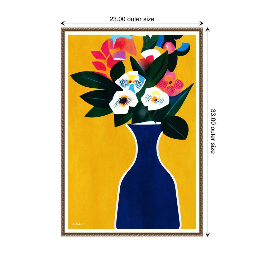 Sunshine Flowers Abstract Canvas Print with Bronze Frame
