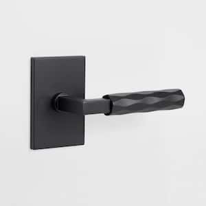 Hailey Matte Black Modern Hall/Closet Interior Door Handle with Rectangular Rosette and Concealed Screws (Passage)